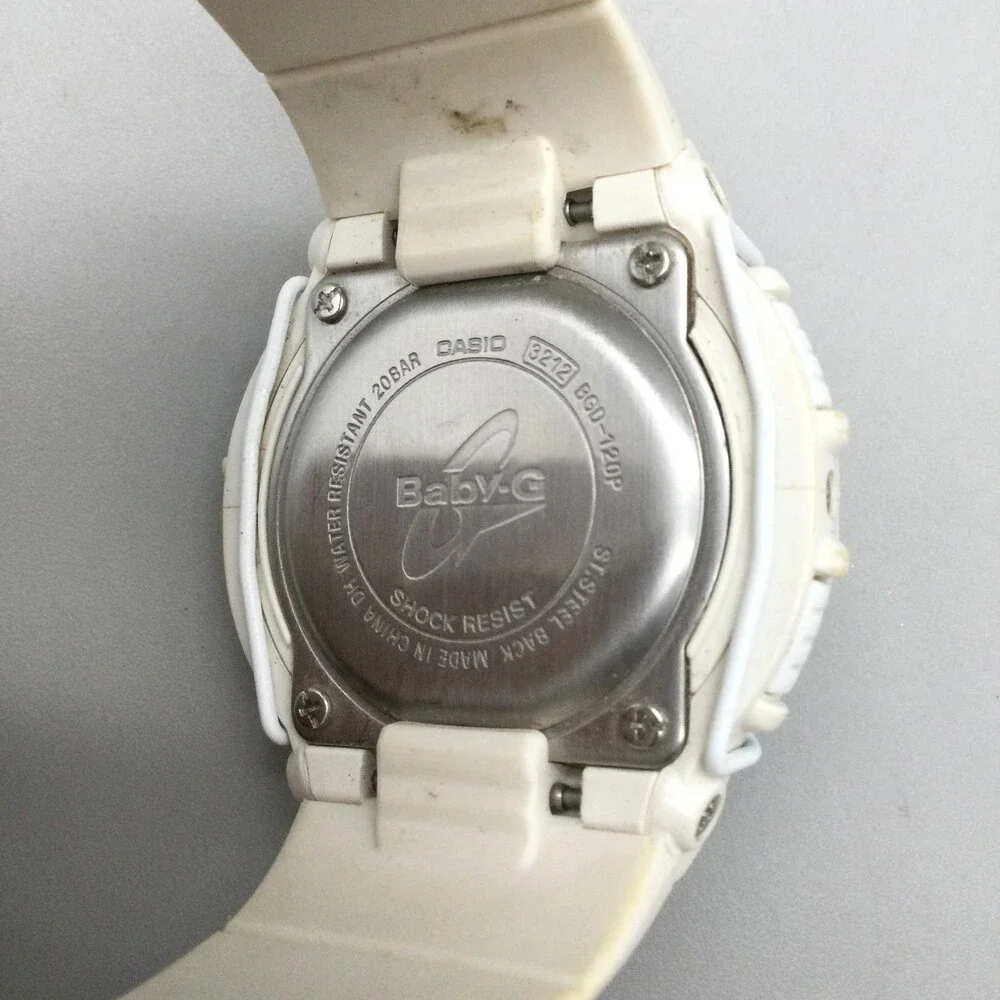 Casio Baby-G Watch Men 3212 BGD-120P 39mm White Blue Day Date New Battery